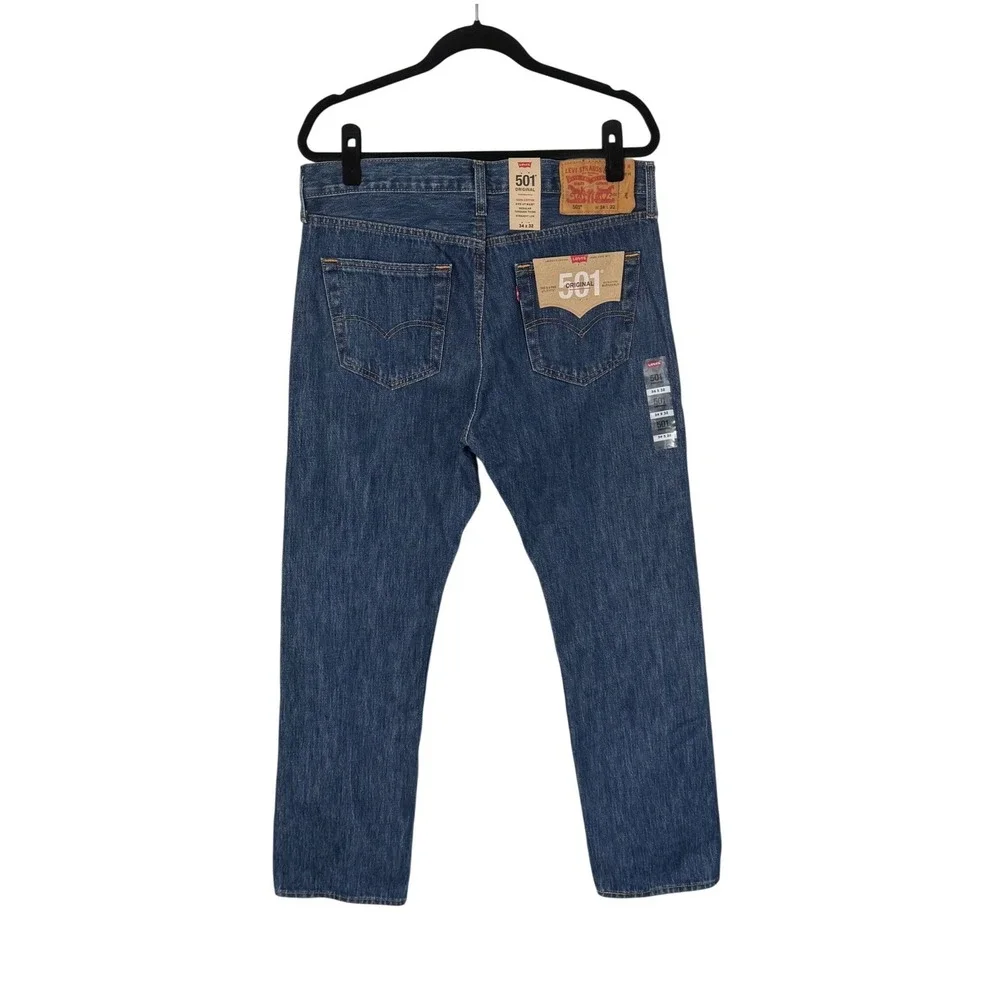 NWT Levis 501 Original‎ Fit Mens Button Fly Jeans Dark Wash 34x32
